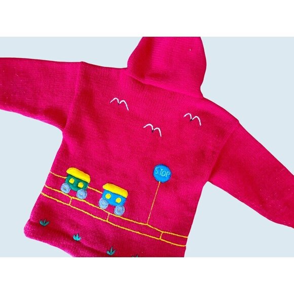Vintage Handmade Kids Youth Toddler Full Zip Embroidered Hoodie Sweater Size 4T - Picture 5 of 7